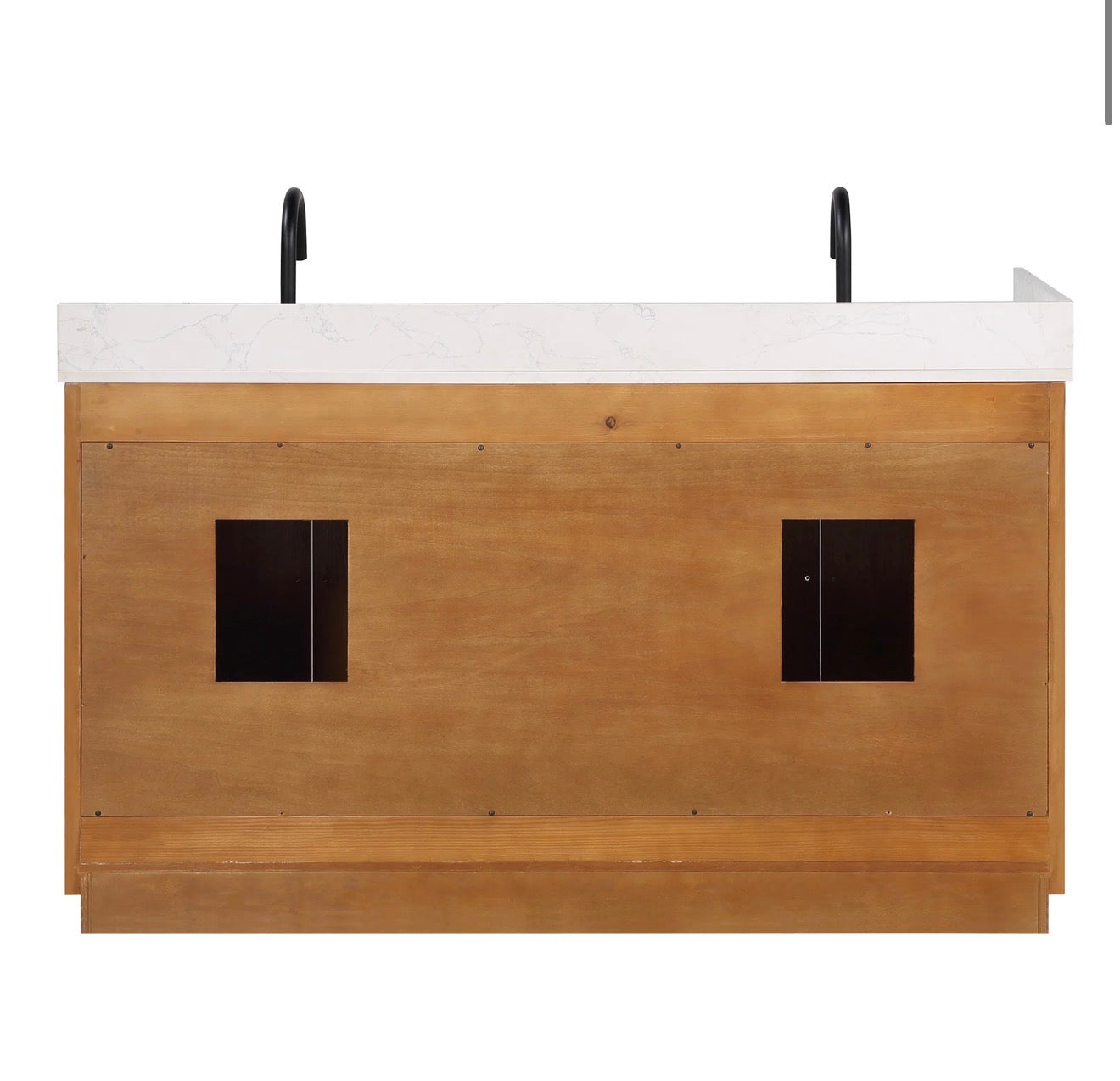 Altair Gavino 60" Double Bathroom Vanity in Light Brown with Grain White Engineered Stone Countertop without Mirror