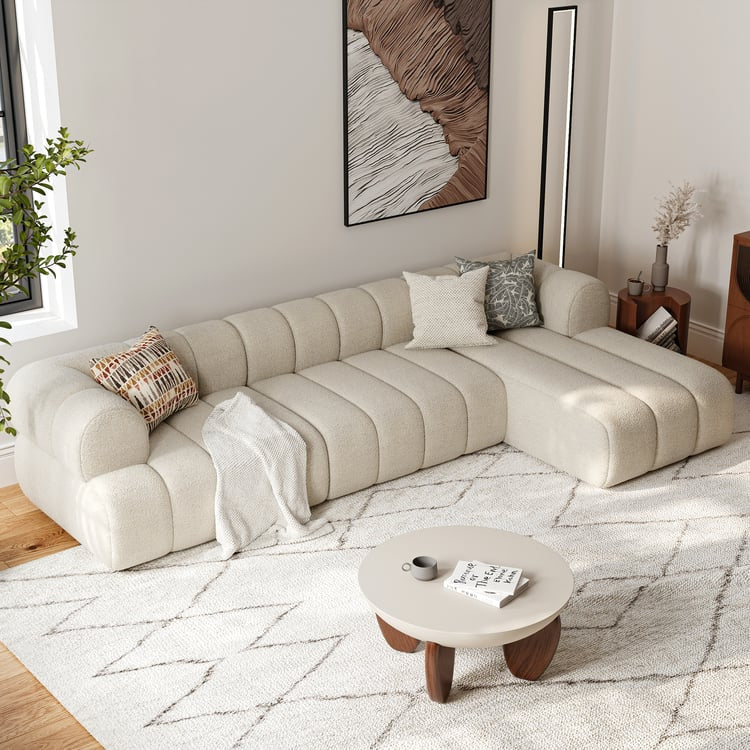 Nimbus 118" 3-Piece Channel Chenille Oatmeal Sectional Sofa with Chaise