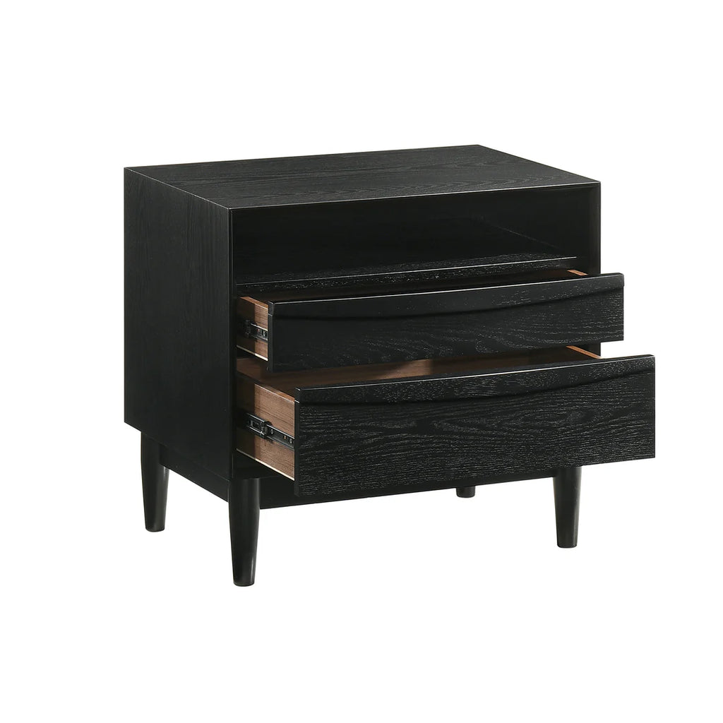 Armen Living Artemio King 3 Piece Wood Bedroom Set in Black Finish