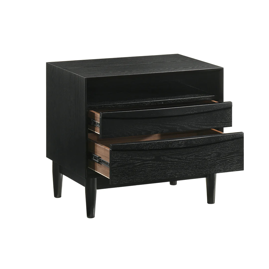 Armen Living Artemio King 3 Piece Wood Bedroom Set in Black Finish