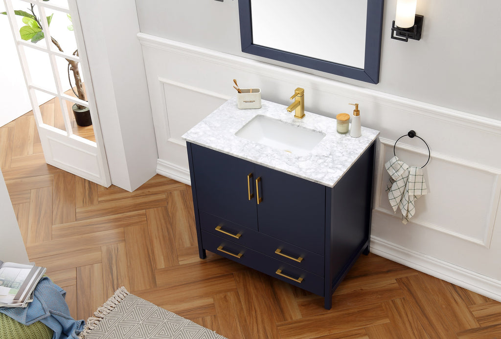 Legion Furniture Blue Solid Wood Sink Vanity WITH Mirror -NO Faucet