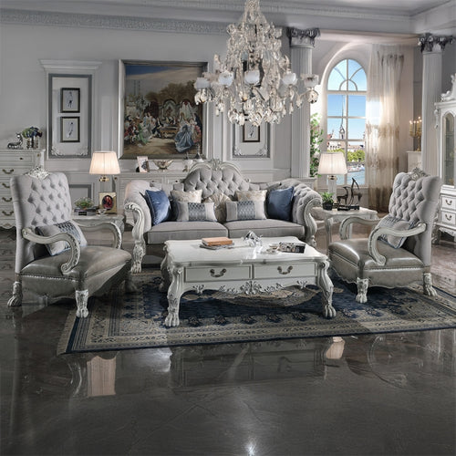 ACME Bone White Dresden Chair W/Pillow