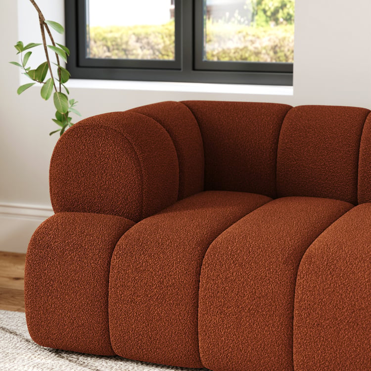 Nimbus 118" 3-Piece Channel Bouclé RUST Sectional Sofa with Chaise