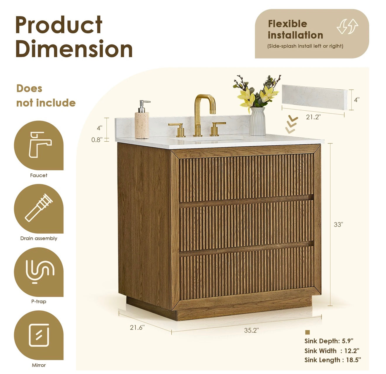 Altair Navan 30"/36"/48"/60"/72" single/double vanity with top