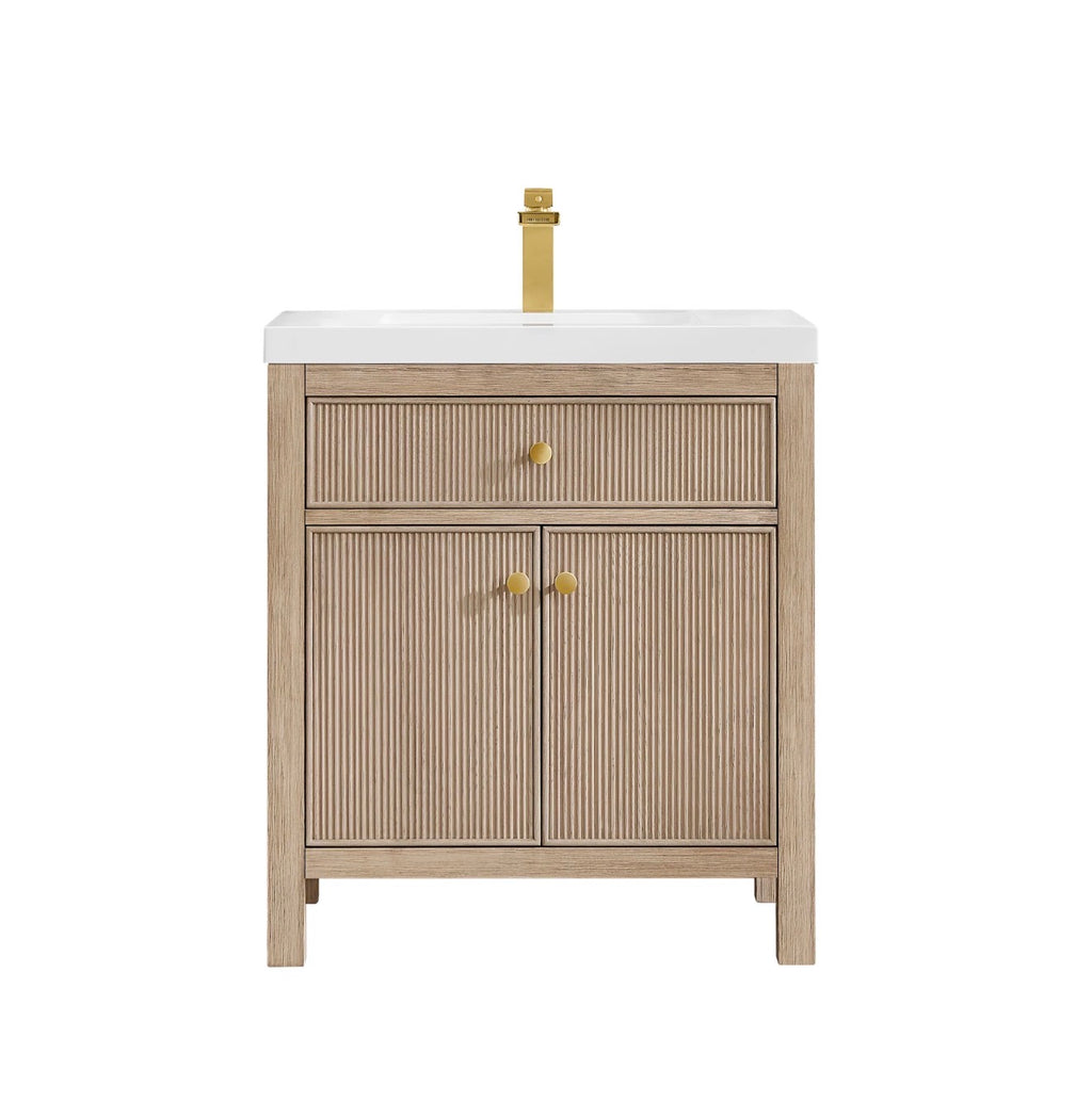 Altair Cerrito 30” single bathroom vanity with white Engineered stone integrated sink without mirror