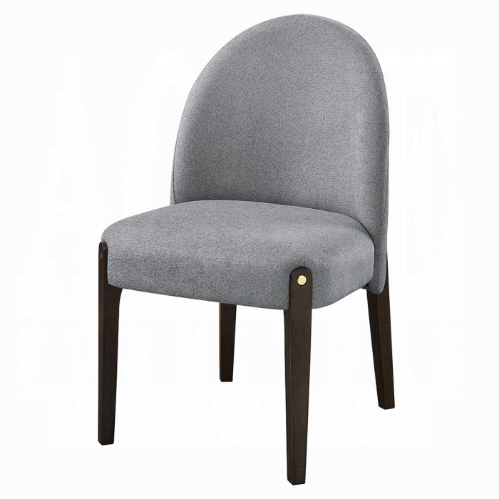 ACME Gray Fabric & Espresso Finish Clayten Side Chair (Set-2)