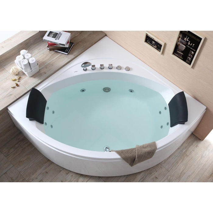 EAGO Rounded Modern Double Seat Corner Whirlpool Bath Tub with Fixtures