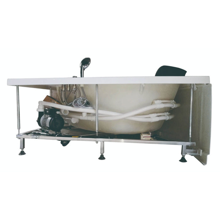 EAGO Rounded Modern Double Seat Corner Whirlpool Bath Tub with Fixtures