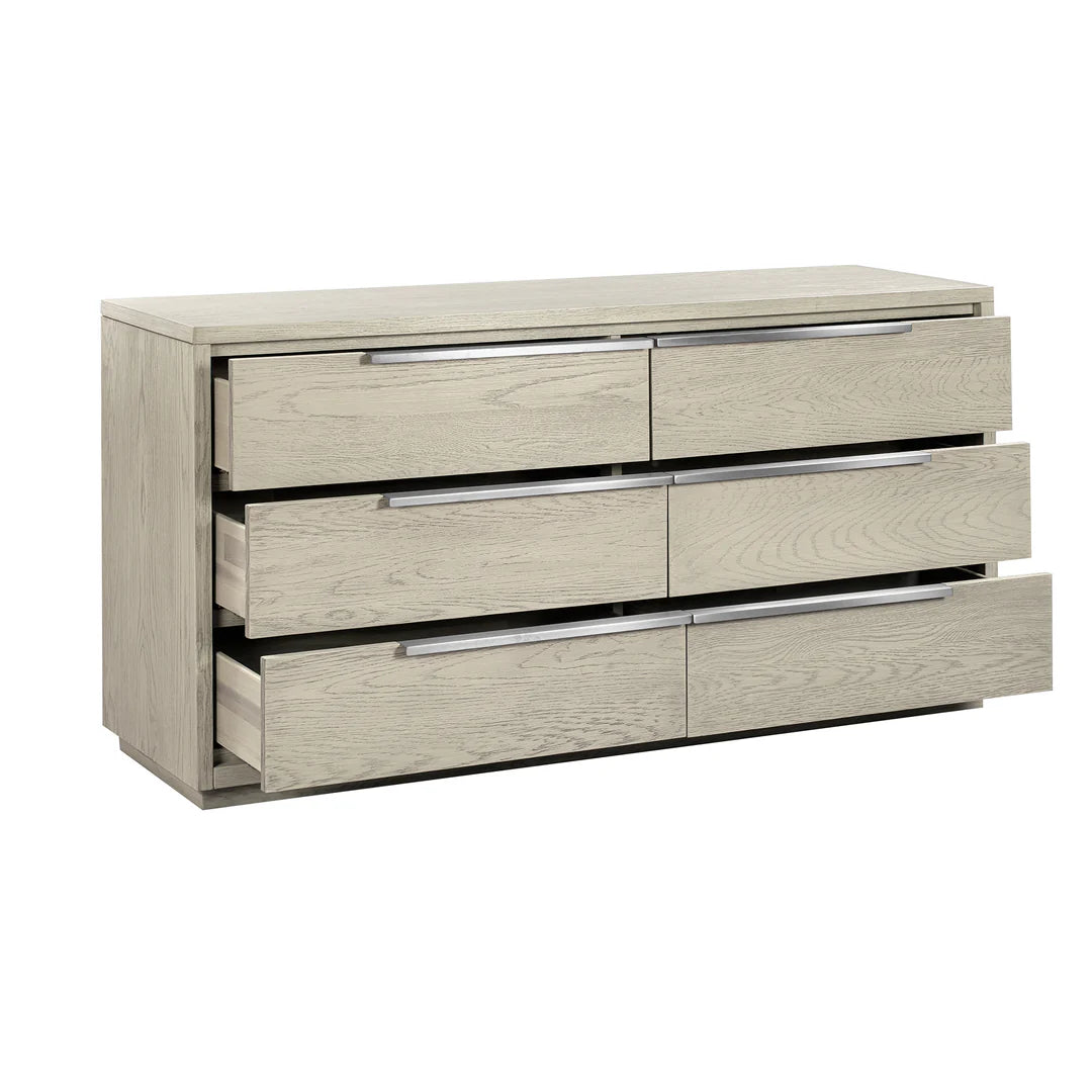 Armen Living Abbey 6 Drawer Dresser in gray oak wood