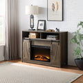 ACME Rustic Oak Finish Tobias Fireplace