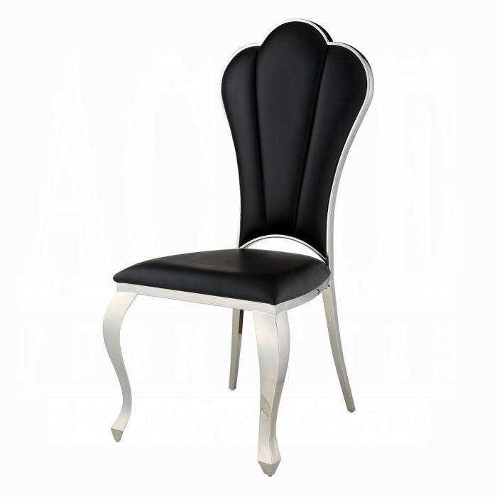 ACME Black Synthetic Leather Cyrene Side Chair (Set-2)