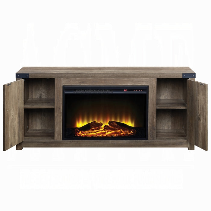 ACME Rustic Oak Finish Tobias Fireplace