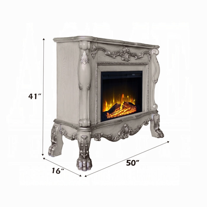 ACME Vintage Bone White Dresden Fireplace