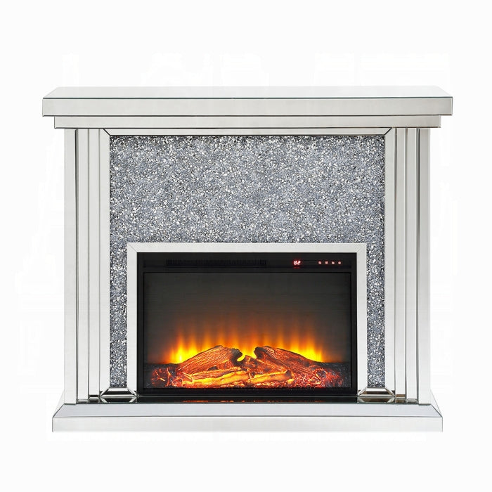 ACME Mirrored & Faux Diamonds Noralie Fireplace