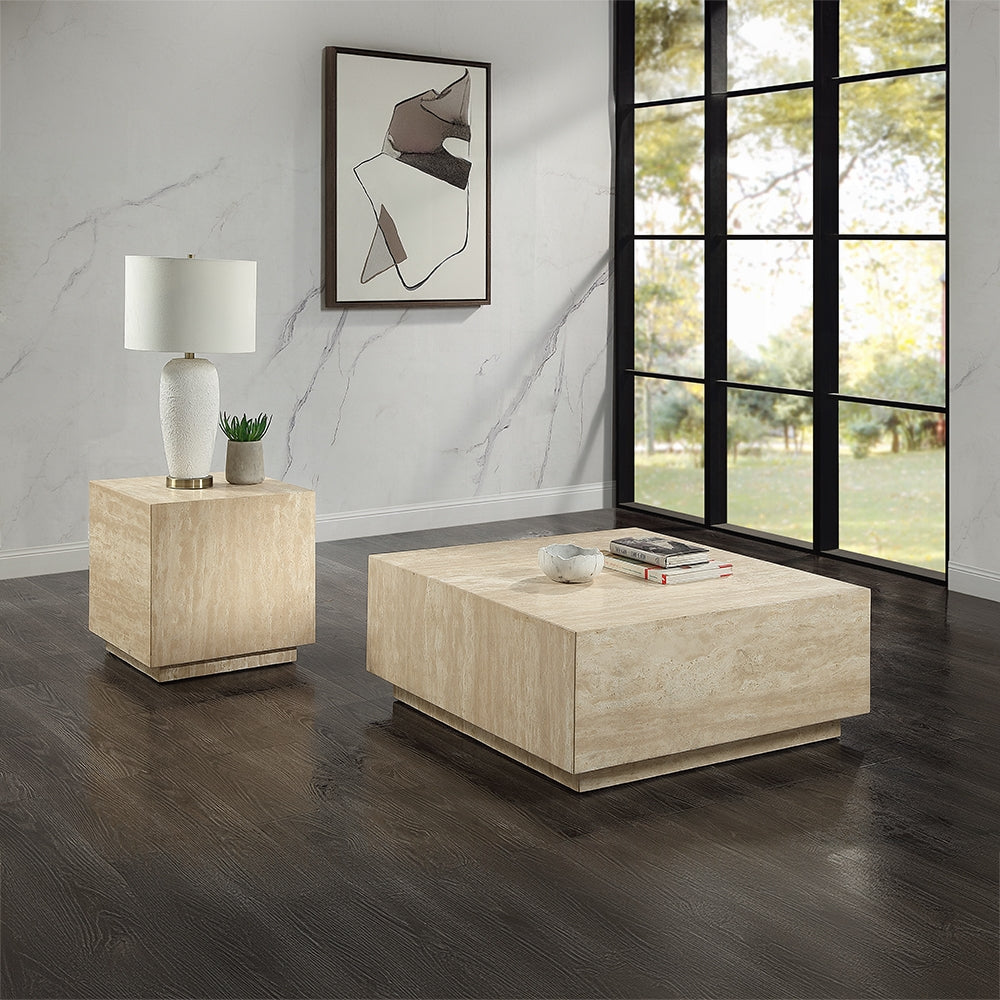 ACME Beige Travertine Deon End Table