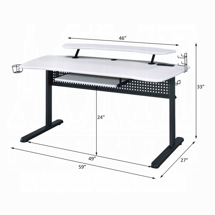 ACME White Vildre Gaming Desk W/USB