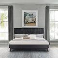 Armen Living Carnaby Platform Bed Frame in Black Brushed Oak