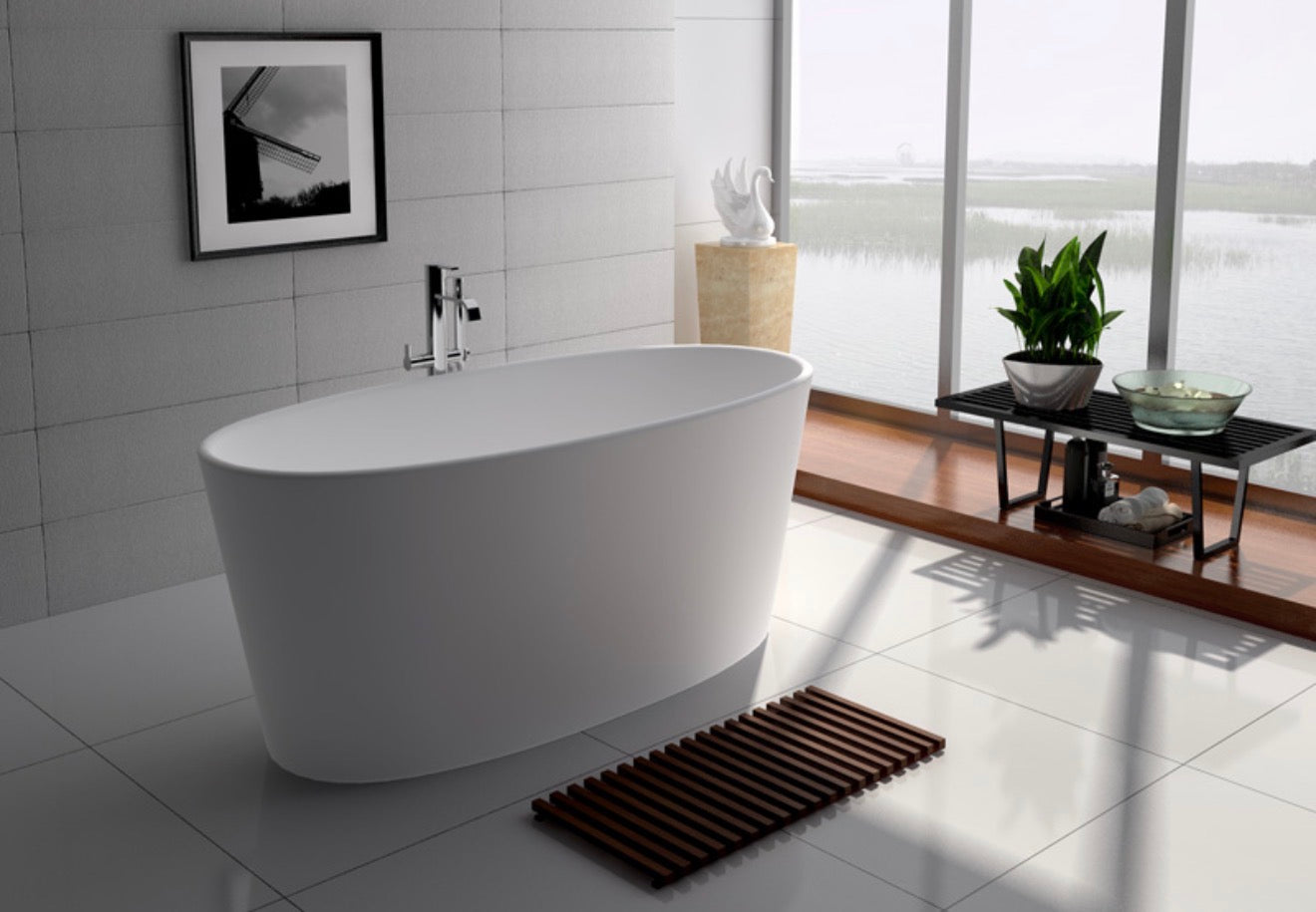 Legion Furniture 62.2" Matte White Solid Surface Tub - NO Faucet