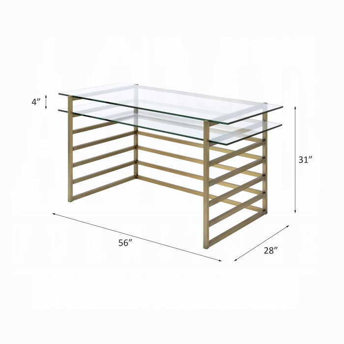 ACME Glass & Gold finish Shona Writing Desk
