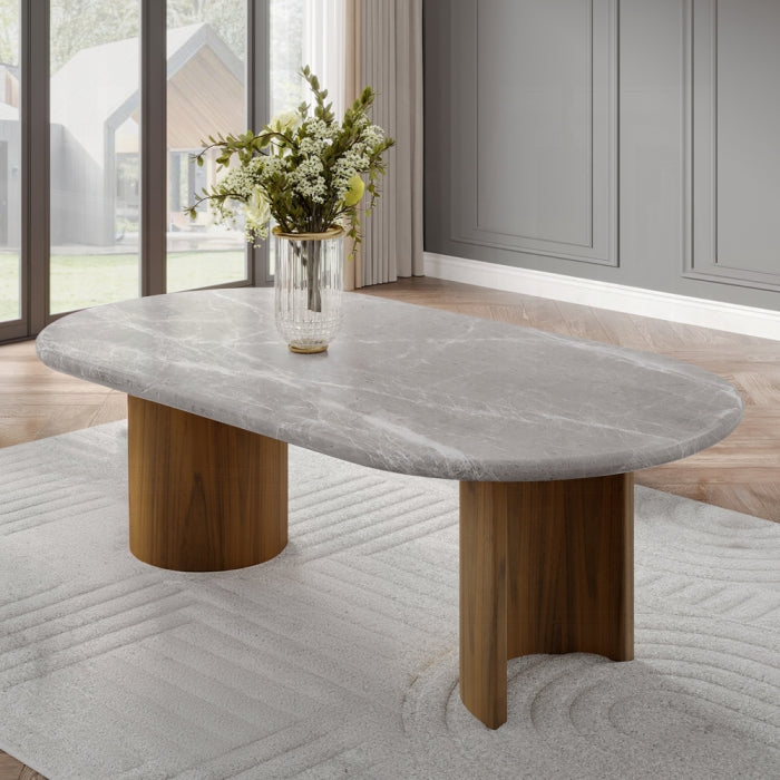 ACME Natural Marble Top & Dark Walnut Finish Darcy Dining Table