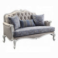 ACME  Fabric & White Ciddrenar Loveseat W/3 Pillows