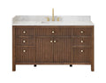 Altair Cerrito 60" Single Bathroom Vanity with Grain White Engineered Stone Countertop without Mirror
