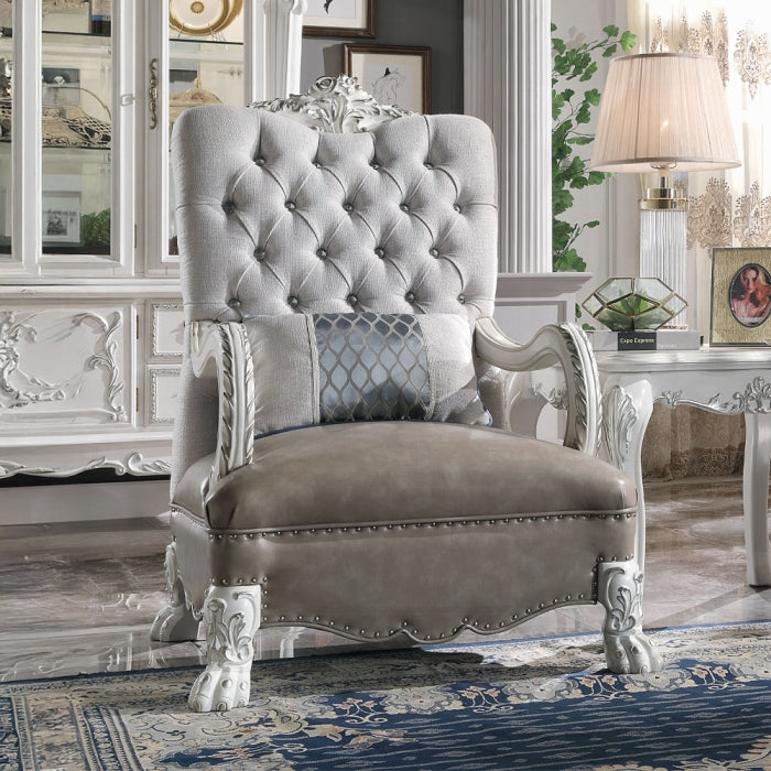 ACME Bone White Dresden Chair W/Pillow