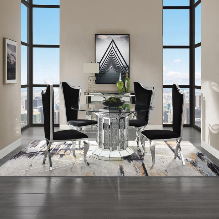 ACME  Black Fabric & Stainless Steel Cyrene Side Chair (Set-2)