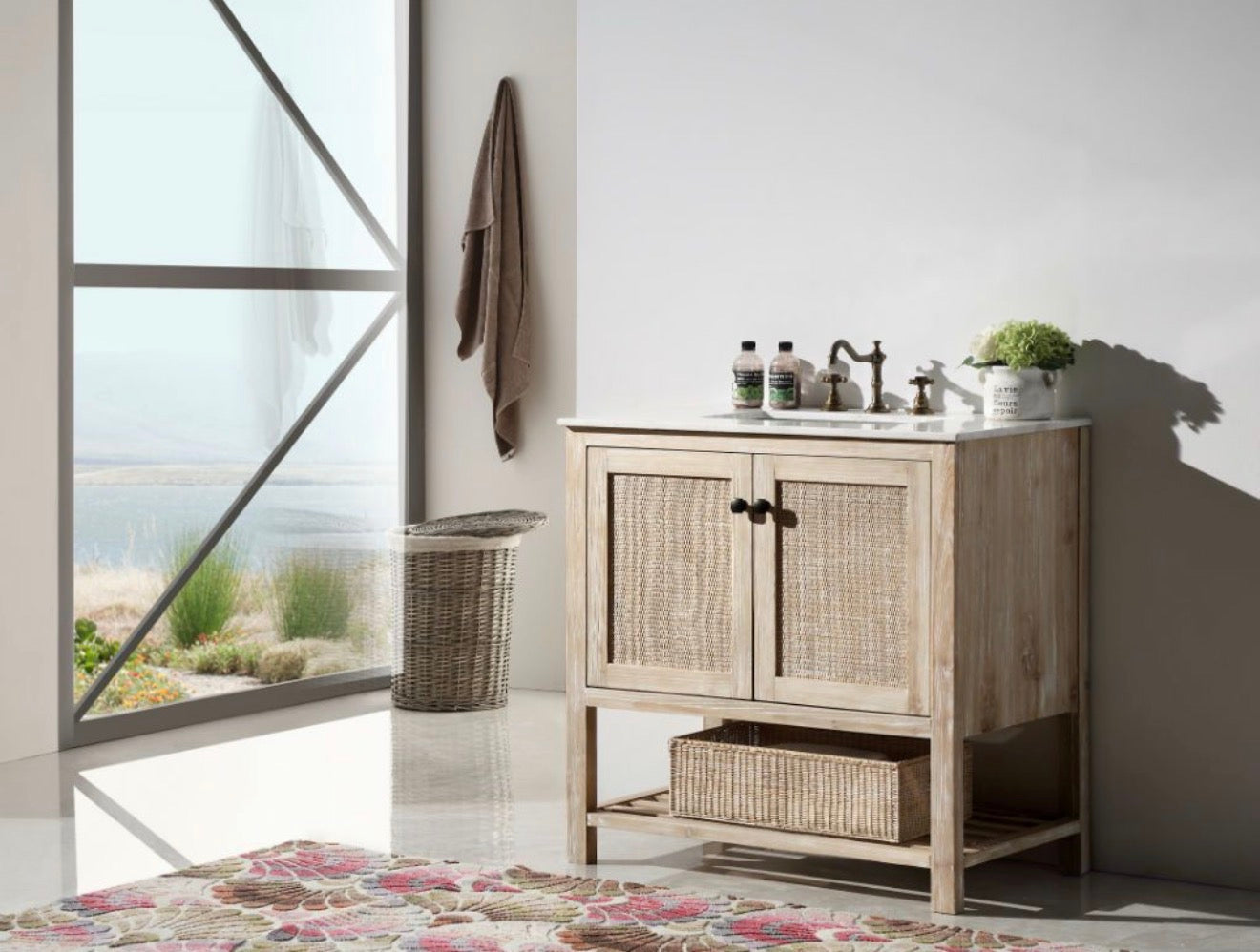 Legion Furniture Solid Wood Sink Vanity With Marble Top -NO Faucet 36", 48", 60"