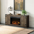 ACME Rustic Oak Finish Tobias Fireplace