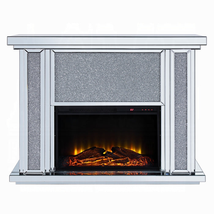 ACME  Mirrored & Faux Diamonds Noralie Fireplace