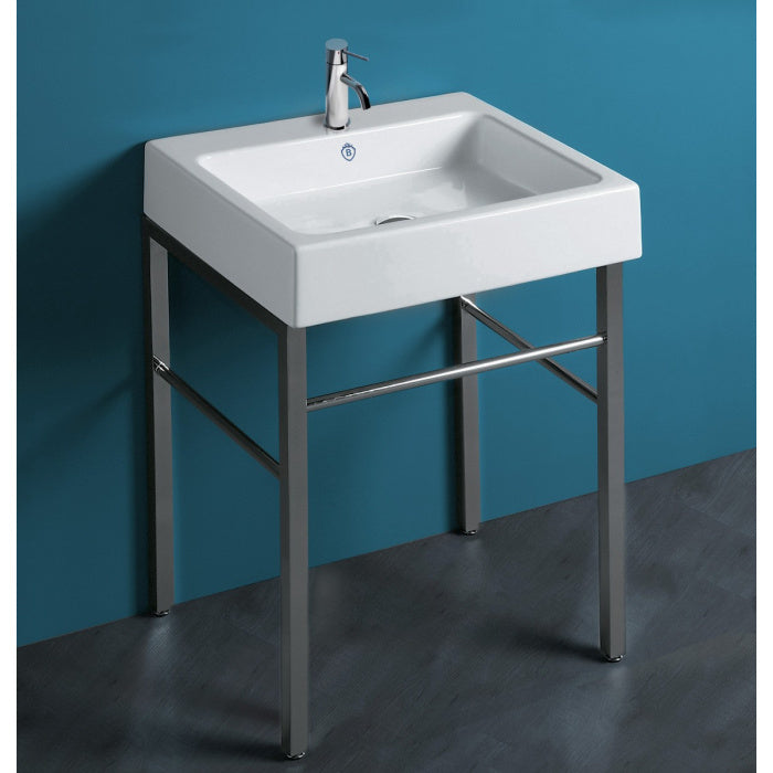 Whitehaus Britannia Large Rectangular Sink Console with Front towel Bar and No Hole Drill