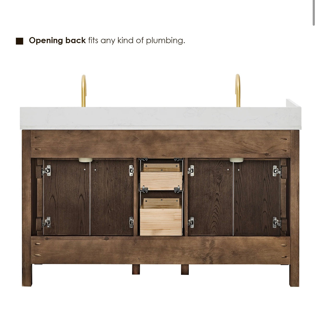 Altair Cerrito 60" Single Bathroom Vanity with Grain White Engineered Stone Countertop without Mirror