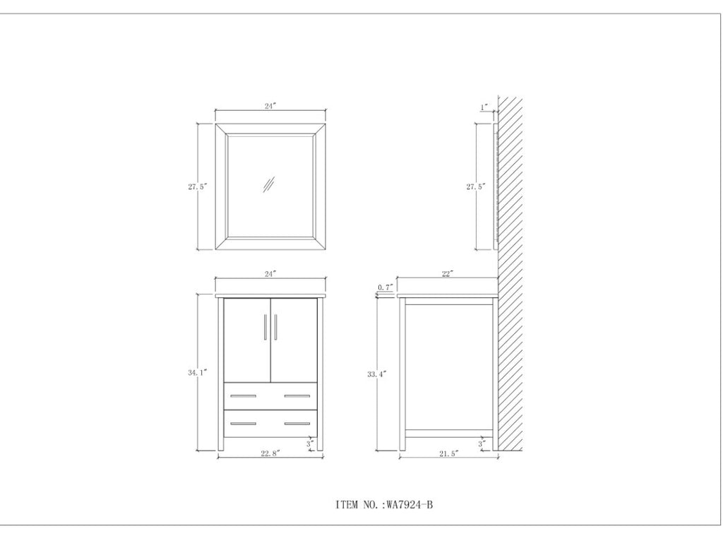 Legion Furniture Blue Solid Wood Sink Vanity WITH Mirror -NO Faucet