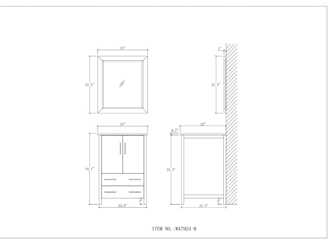 Legion Furniture Blue Solid Wood Sink Vanity WITH Mirror -NO Faucet