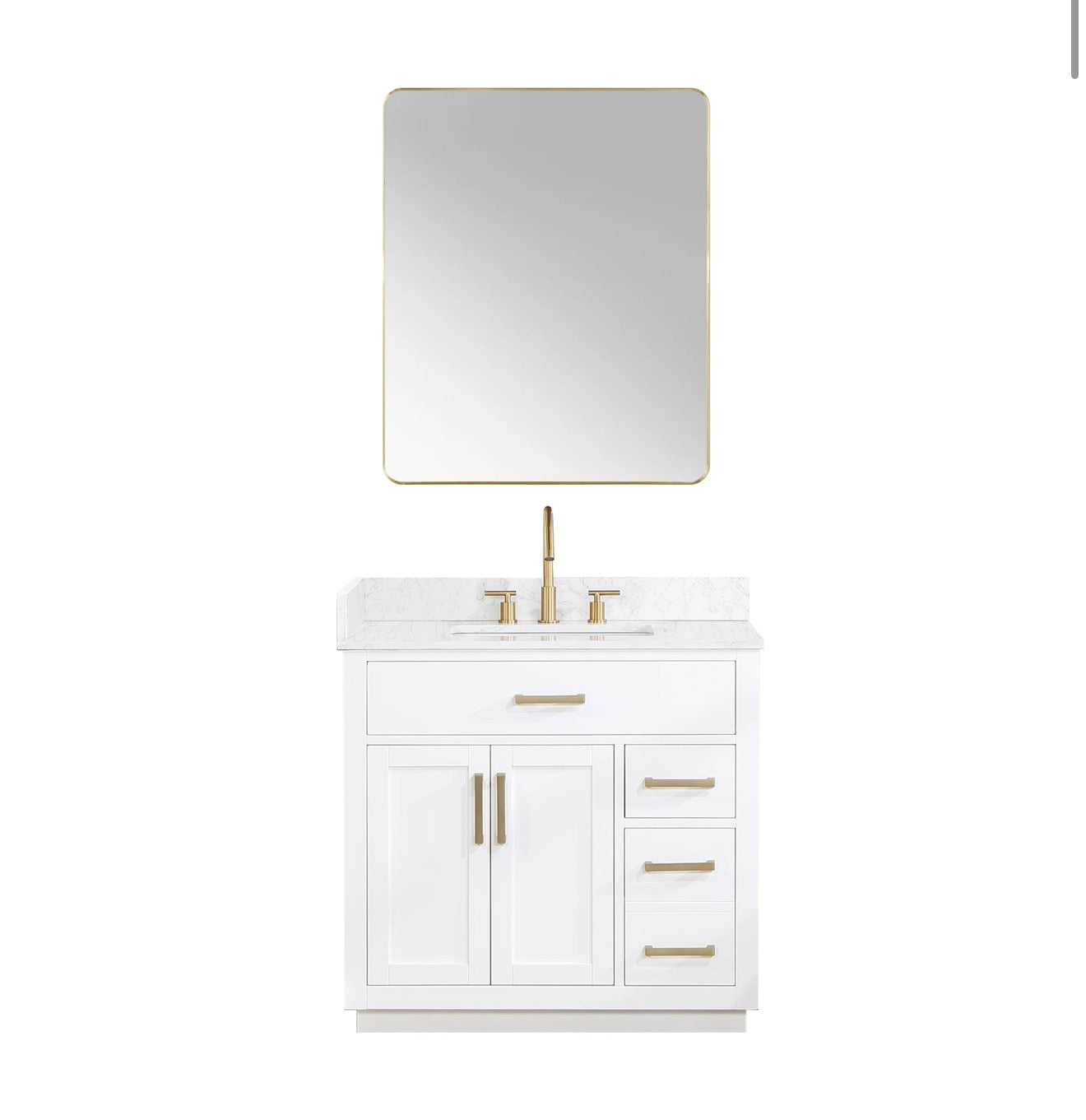 Altair  Gavino 36" Single Bathroom Vanity with Grain White Engineered Stone Countertop