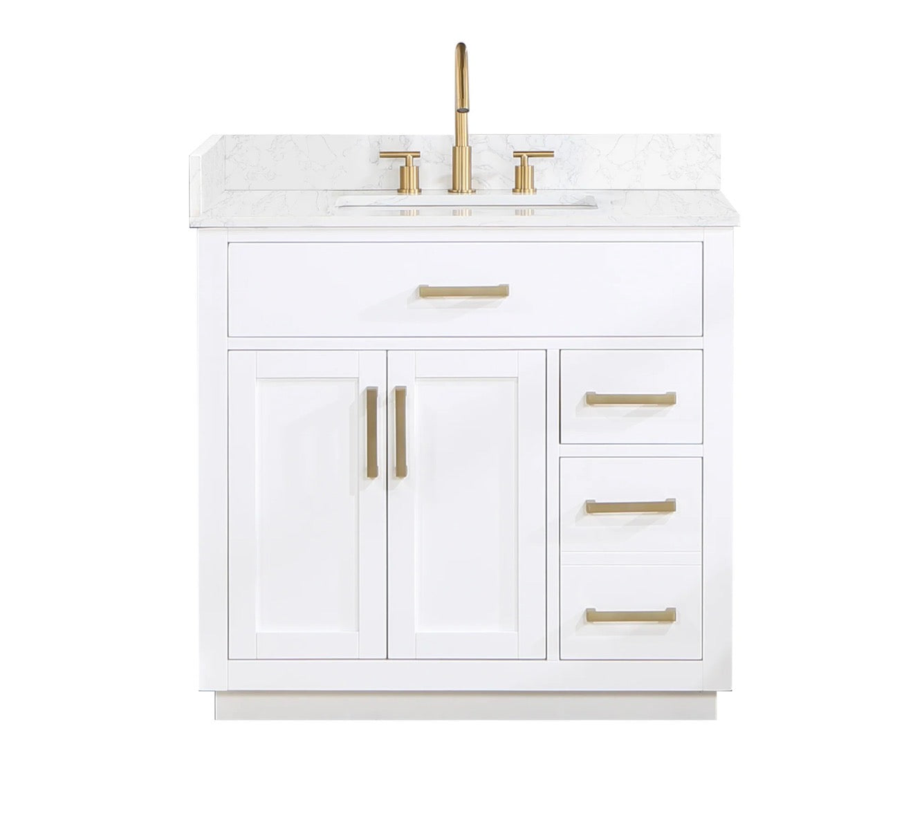 Altair  Gavino 36" Single Bathroom Vanity with Grain White Engineered Stone Countertop
