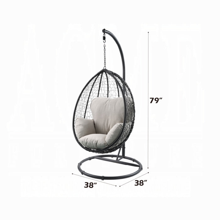 ACME Beige Fabric & Black Simona Hanging Chair
