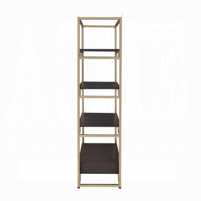 ACME Gold & walnut Yumia Bookshelf
