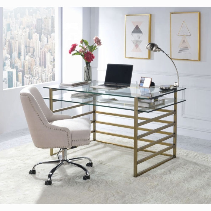 ACME Glass & Gold finish Shona Writing Desk