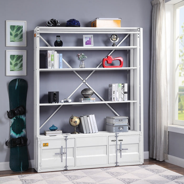 ACME White Cargo Bookcase W/Ladder