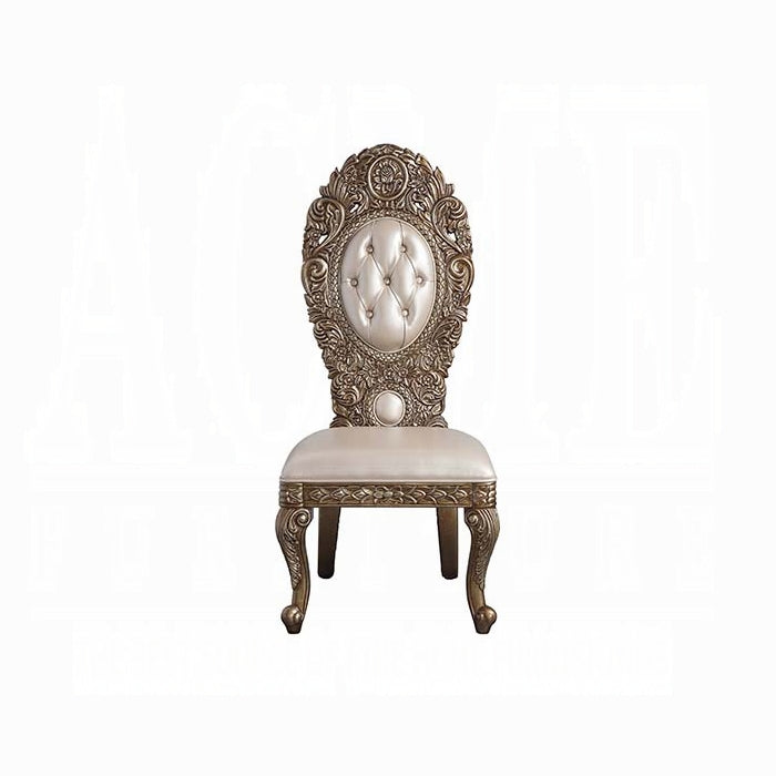 ACME Brown Gold Finish Constantine Side Chair (Set-2)