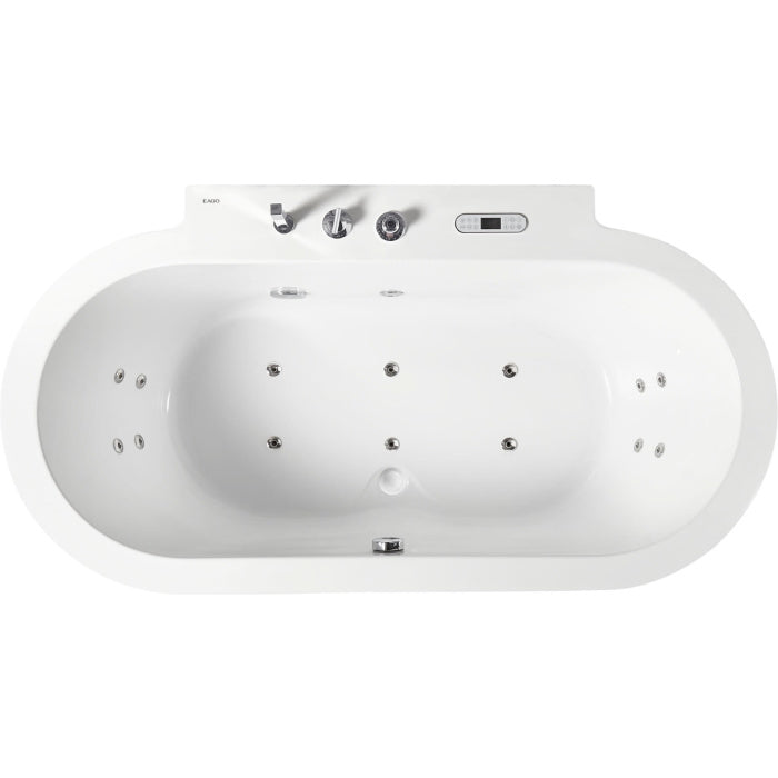 EAGO 6 ft Acrylic White Whirlpool Bathtub w Fixtures
