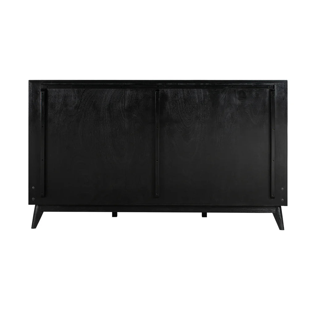Armen Living Carnaby Platform Bed Frame in Black Brushed Oak