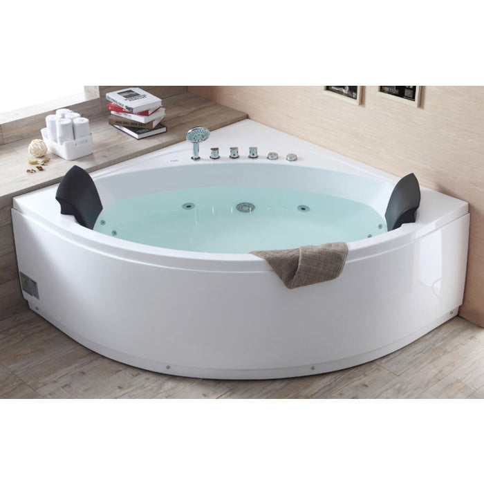 EAGO Rounded Modern Double Seat Corner Whirlpool Bath Tub with Fixtures