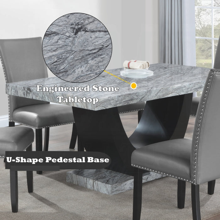 ACME Engineered Stone & Black Caralin Dining Table