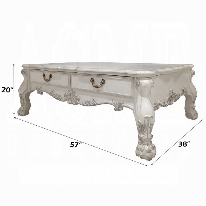 ACME Vintage Bone White Dresden Coffee Table