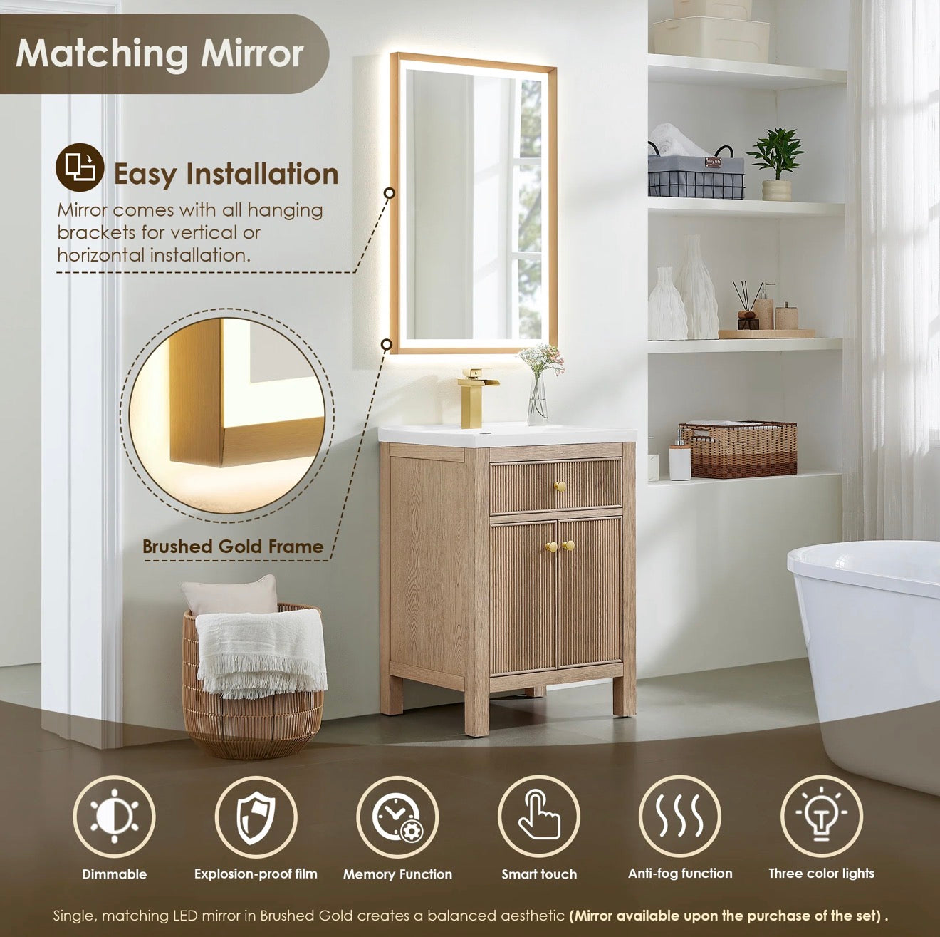 Altair Cerrito 24" Single Bathroom Vanity with White Ceramic Integrated Sink without Mirror