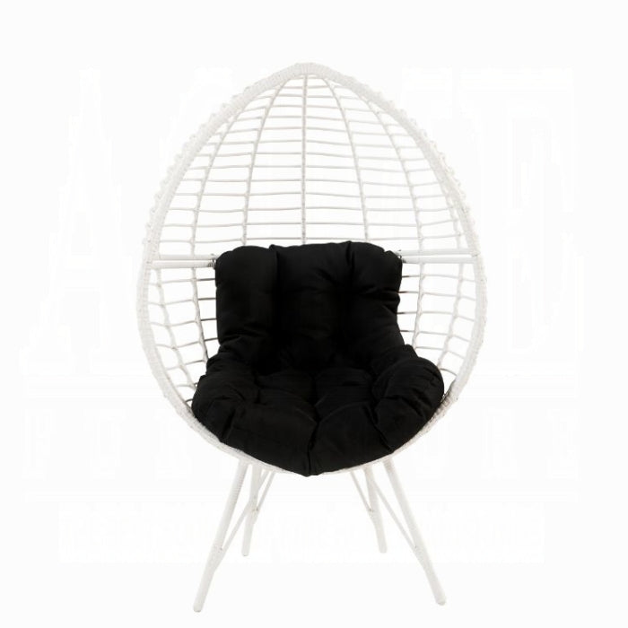ACME Black & White Galzed Patio Lounge Chair