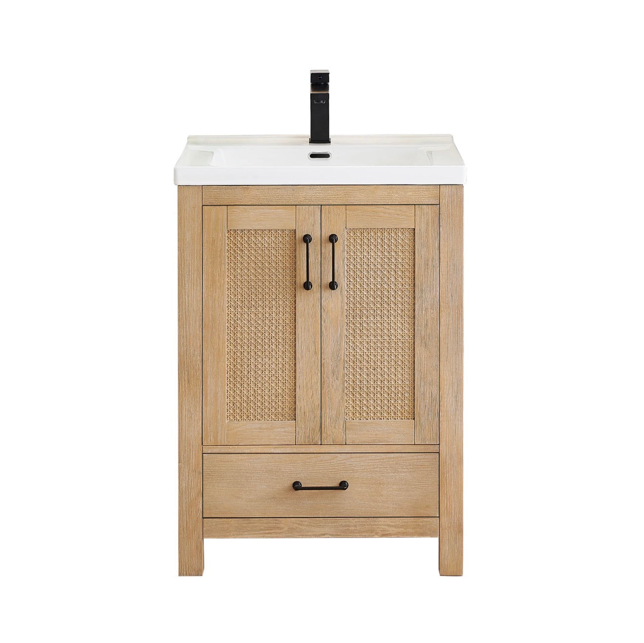 Altair Bondi single Bathroom Vanity in Light Brown with white artificial Drop-in Sink without mirror